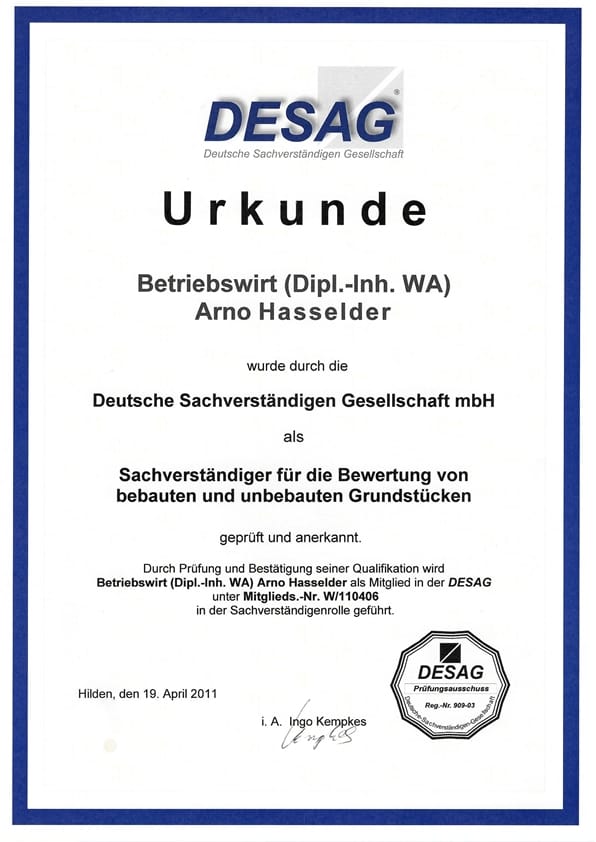 Urkunde Sachverständiger